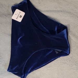 Fused hawaii M high rise bikini bottom in navy velvet